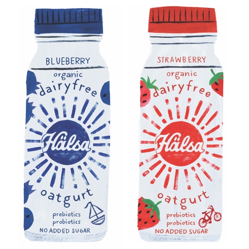 Halsa Organic Blueberry & Strawberry Oatgurt With Probiotics - No Added Sugar, oat milk, oat yogurt, oatgurt, organic, halsa, 100% clean