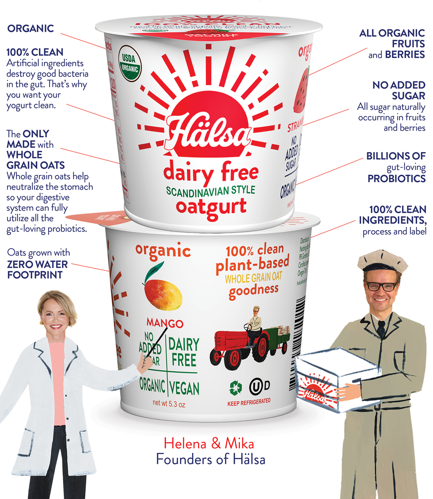 Organic Halsa Oatmilk yogurt - No added sugar - Billions of probiotics - Zero water footprint